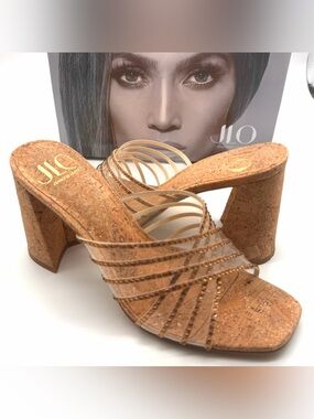 JLO by Jennifer Lopez Women's Tanel Tan Evening Block Heels Sandals Size 8 M